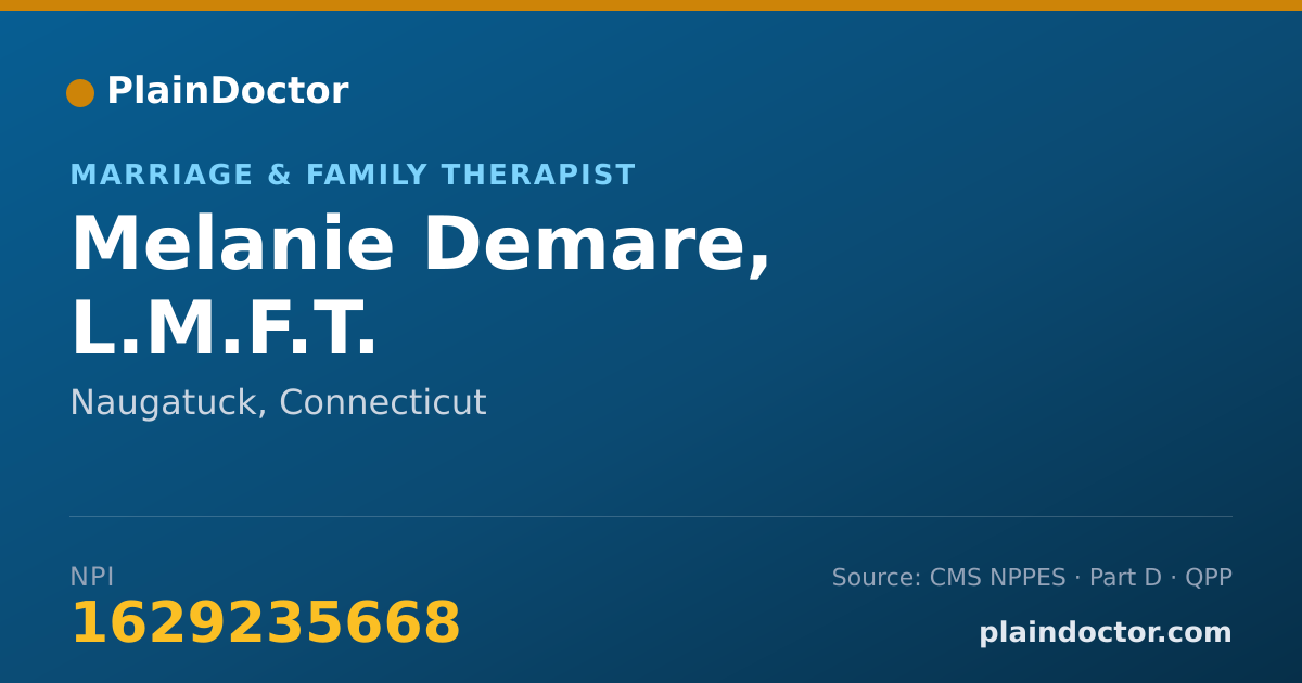 Shareable card for Melanie Demare, L.M.F.T. - Marriage & Family Therapist, Naugatuck, CT