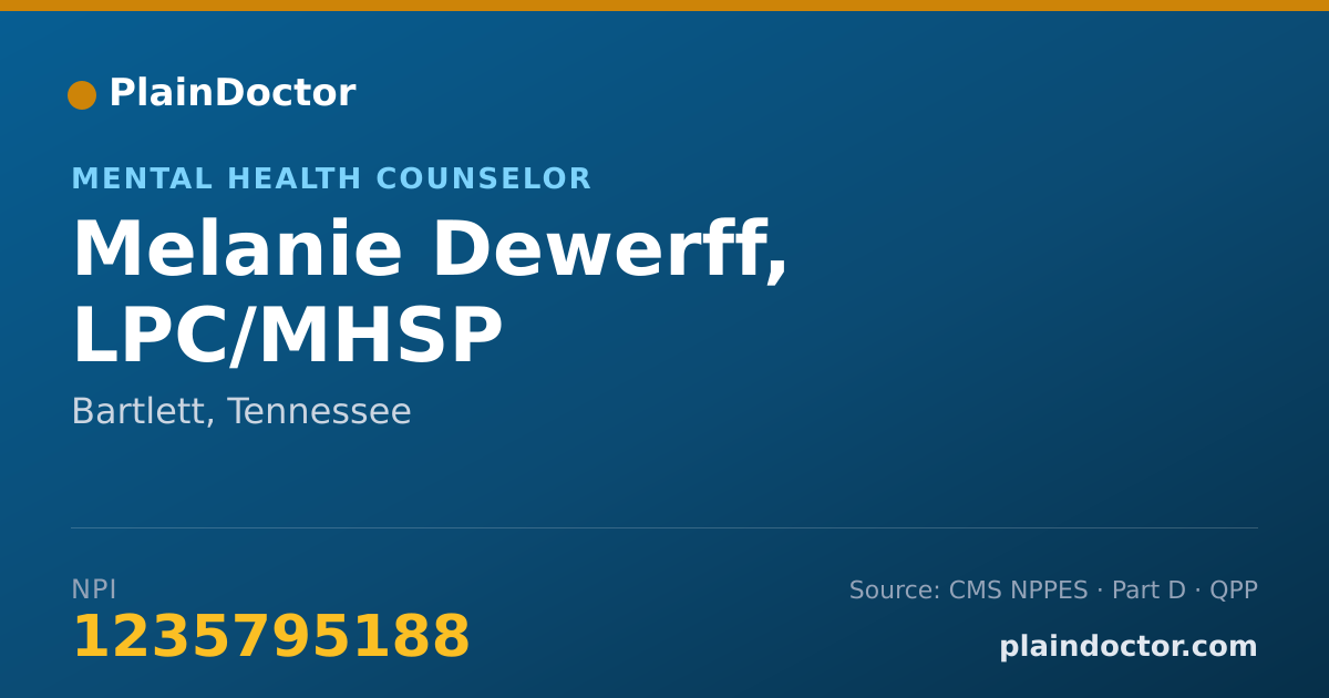 Shareable card for Melanie Dewerff, LPC/MHSP - Mental Health Counselor, Bartlett, TN