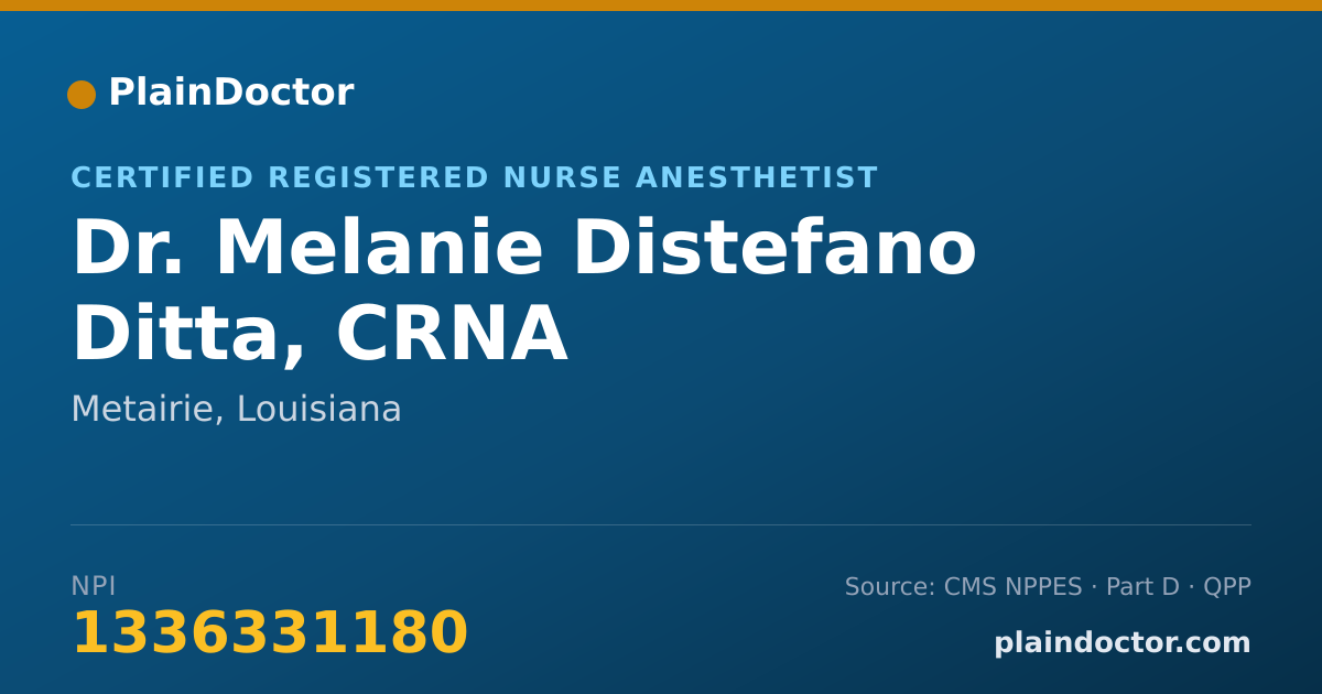 Shareable card for Melanie Distefano Ditta, CRNA - Certified Registered Nurse Anesthetist, Metairie, LA