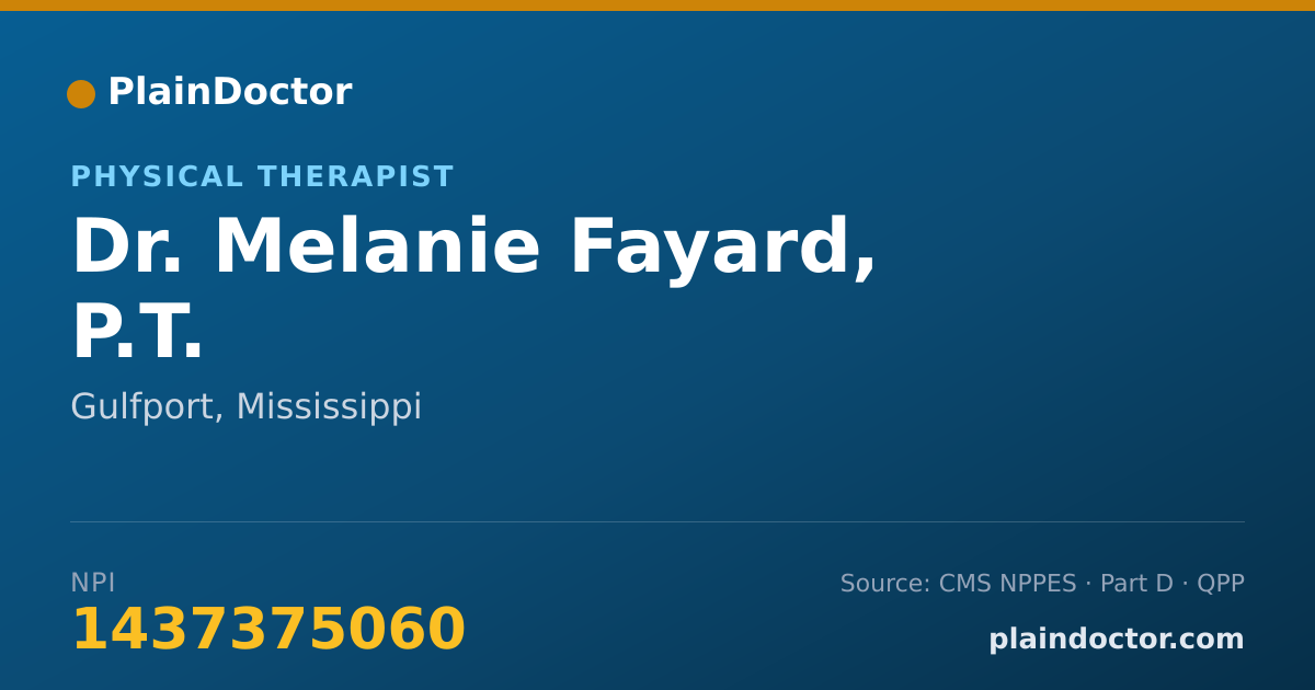 Shareable card for Melanie Fayard, P.T. - Physical Therapist, Gulfport, MS