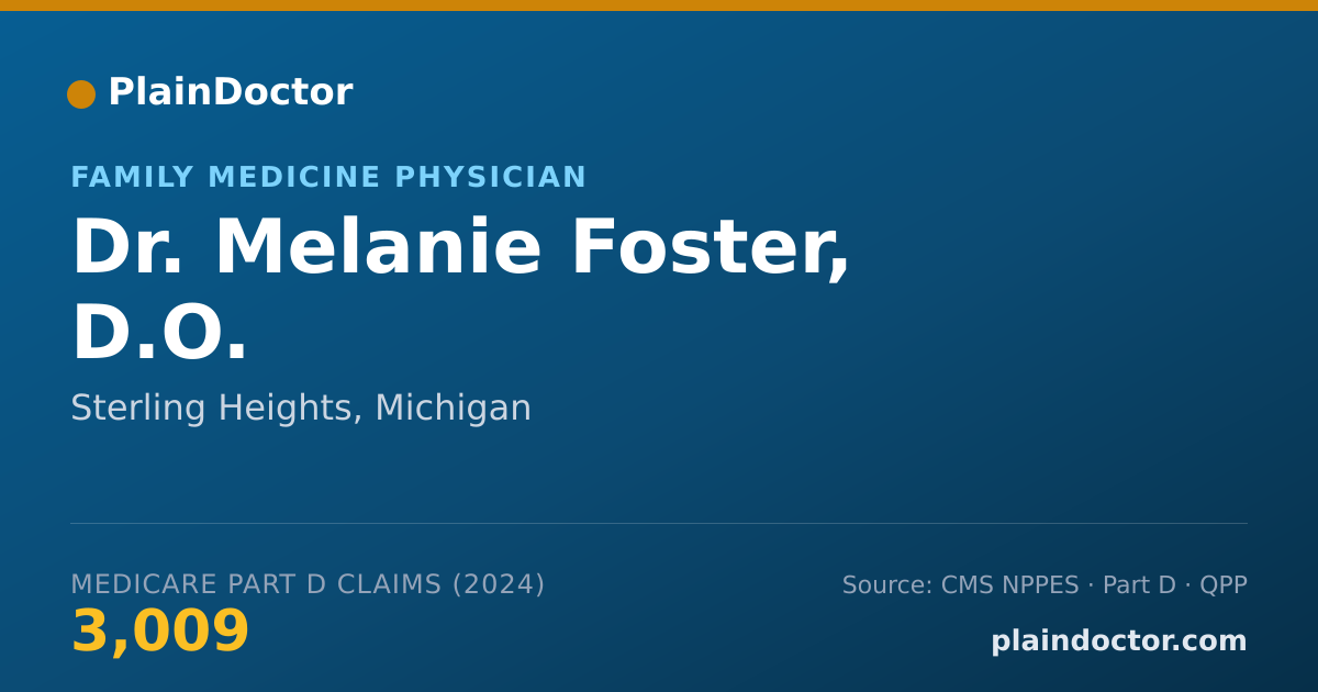 Shareable card for Melanie Foster, D.O. - Family Medicine Physician, Sterling Heights, MI