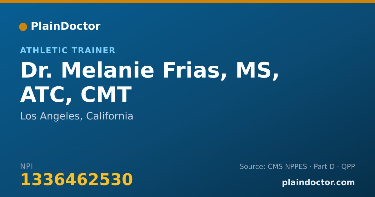 Shareable card for Melanie Frias, MS, ATC, CMT - Athletic Trainer, Los Angeles, CA