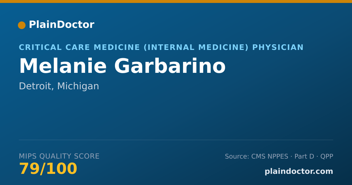 Shareable card for Melanie Garbarino - Critical Care Medicine (Internal Medicine) Physician, Detroit, MI