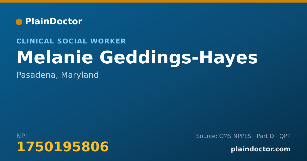 Shareable card for Melanie Geddings-Hayes - Clinical Social Worker, Pasadena, MD