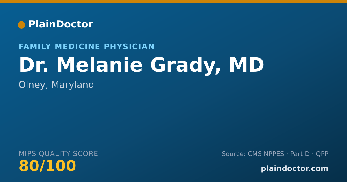 Shareable card for Melanie Grady, MD - Family Medicine Physician, Olney, MD