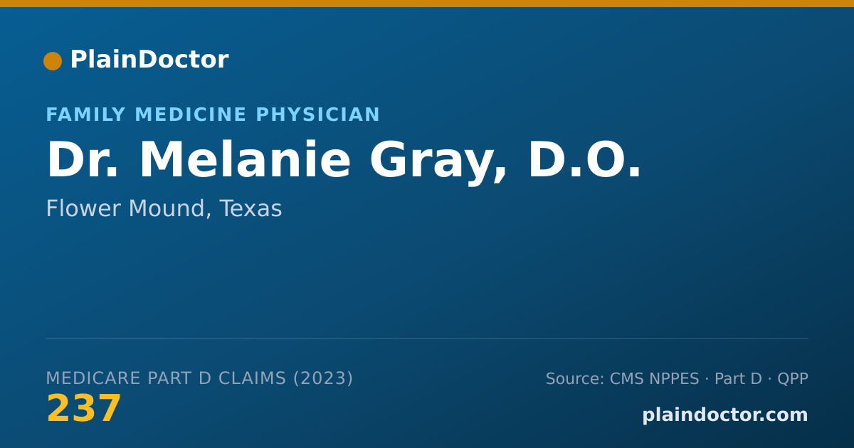 Shareable card for Melanie Gray, D.O. - Family Medicine Physician, Flower Mound, TX