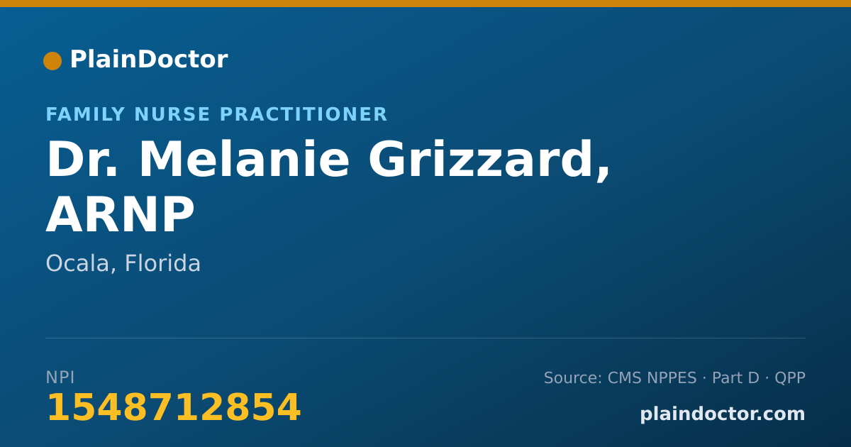Shareable card for Melanie Grizzard, ARNP - Family Nurse Practitioner, Ocala, FL