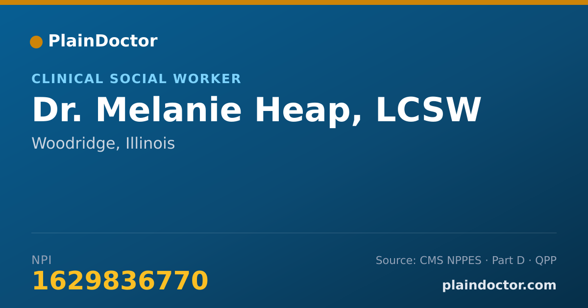 Shareable card for Melanie Heap, LCSW - Clinical Social Worker, Woodridge, IL