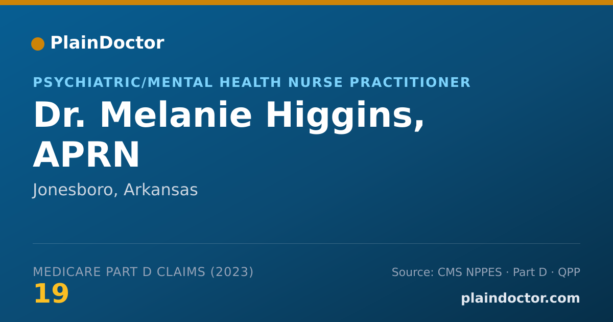 Shareable card for Melanie Higgins, APRN - Psychiatric/Mental Health Nurse Practitioner, Jonesboro, AR
