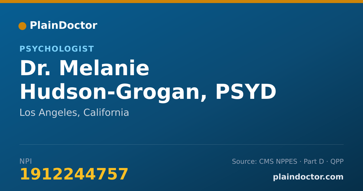 Shareable card for Melanie Hudson-Grogan, PSYD - Psychologist, Los Angeles, CA