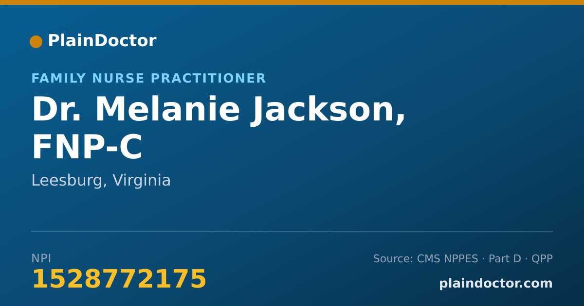 Shareable card for Melanie Jackson, FNP-C - Family Nurse Practitioner, Leesburg, VA