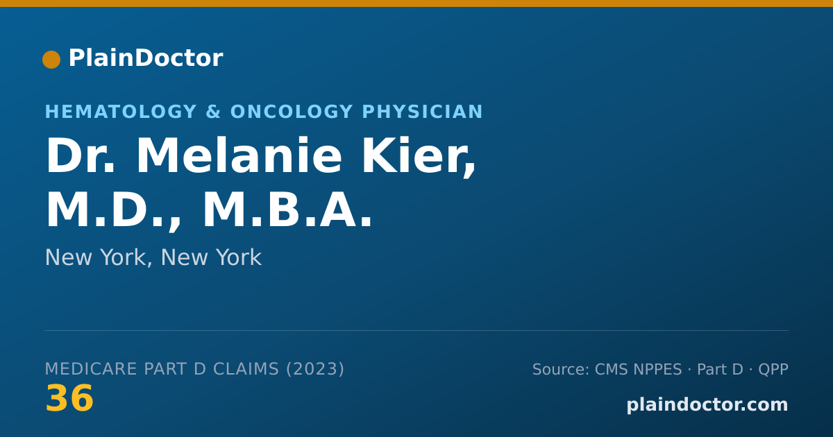 Shareable card for Melanie Kier, M.D., M.B.A. - Hematology & Oncology Physician, New York, NY
