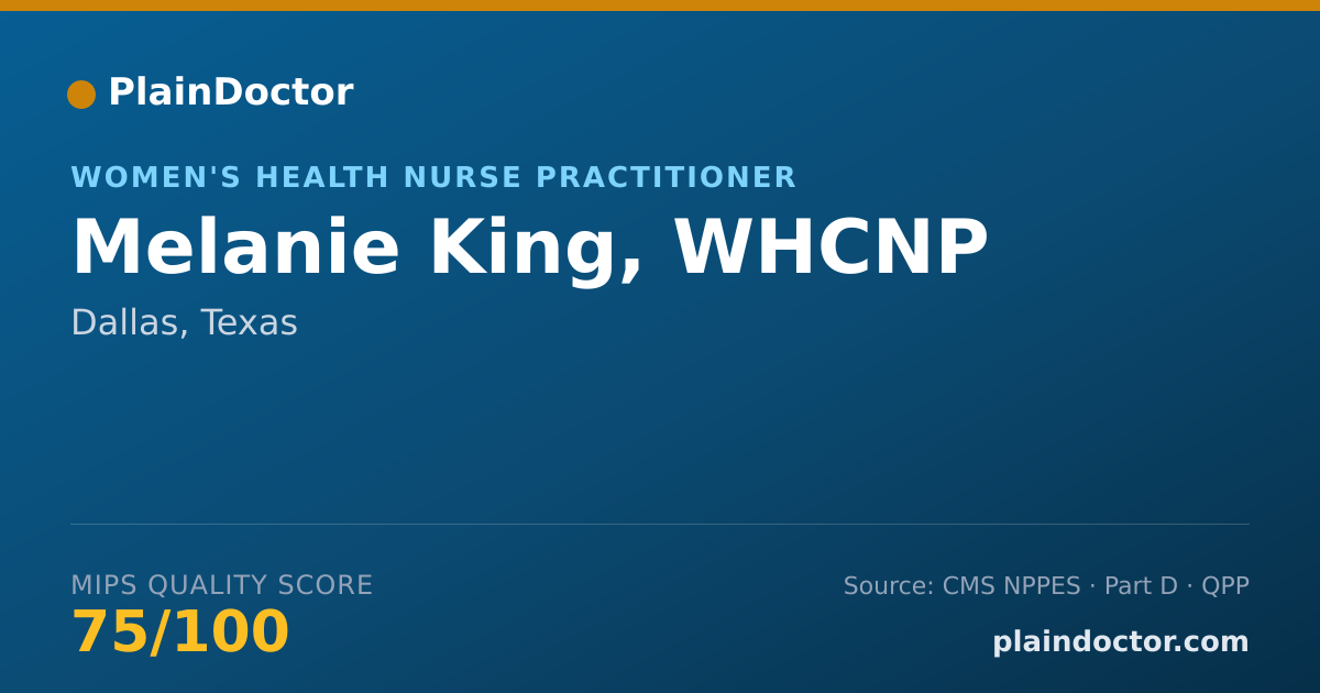 Shareable card for Melanie King, WHCNP - Women's Health Nurse Practitioner, Dallas, TX