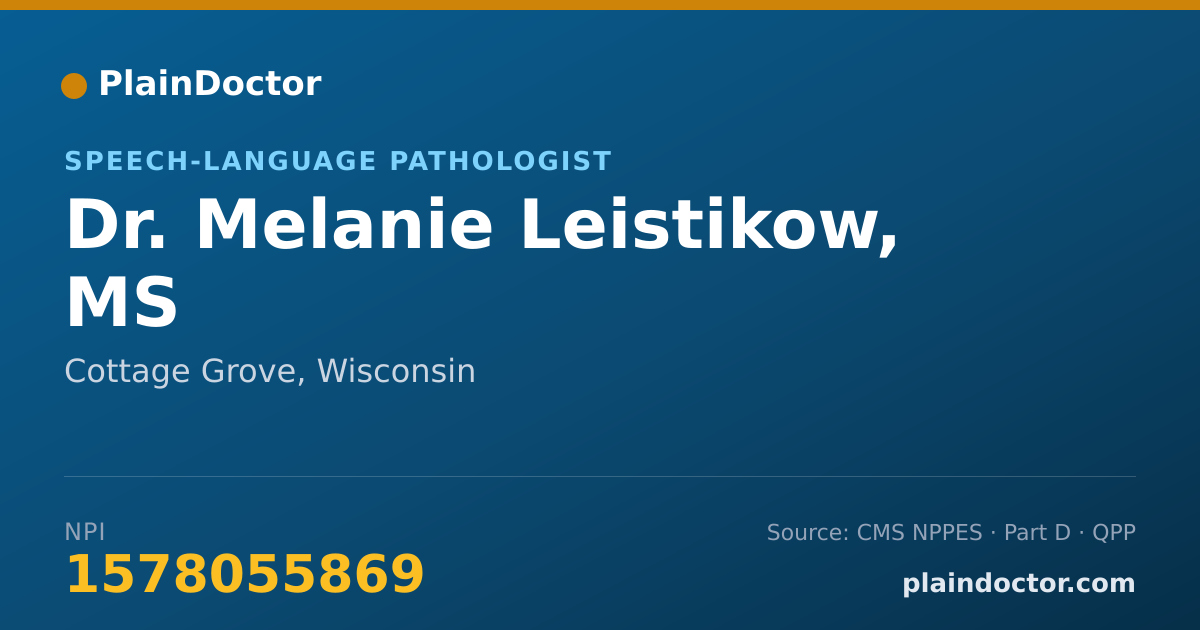 Shareable card for Melanie Leistikow, MS - Speech-Language Pathologist, Cottage Grove, WI
