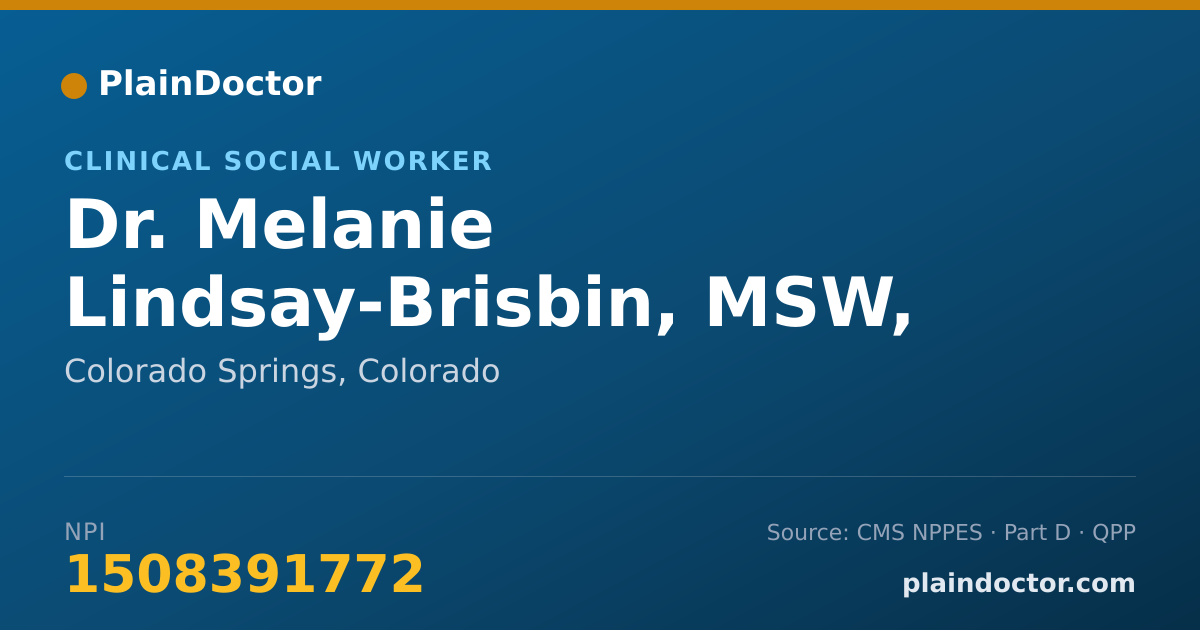 Shareable card for Melanie Lindsay-Brisbin, MSW, LCSW - Clinical Social Worker, Colorado Springs, CO