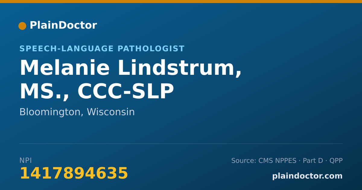 Shareable card for Melanie Lindstrum, MS., CCC-SLP - Speech-Language Pathologist, Bloomington, WI