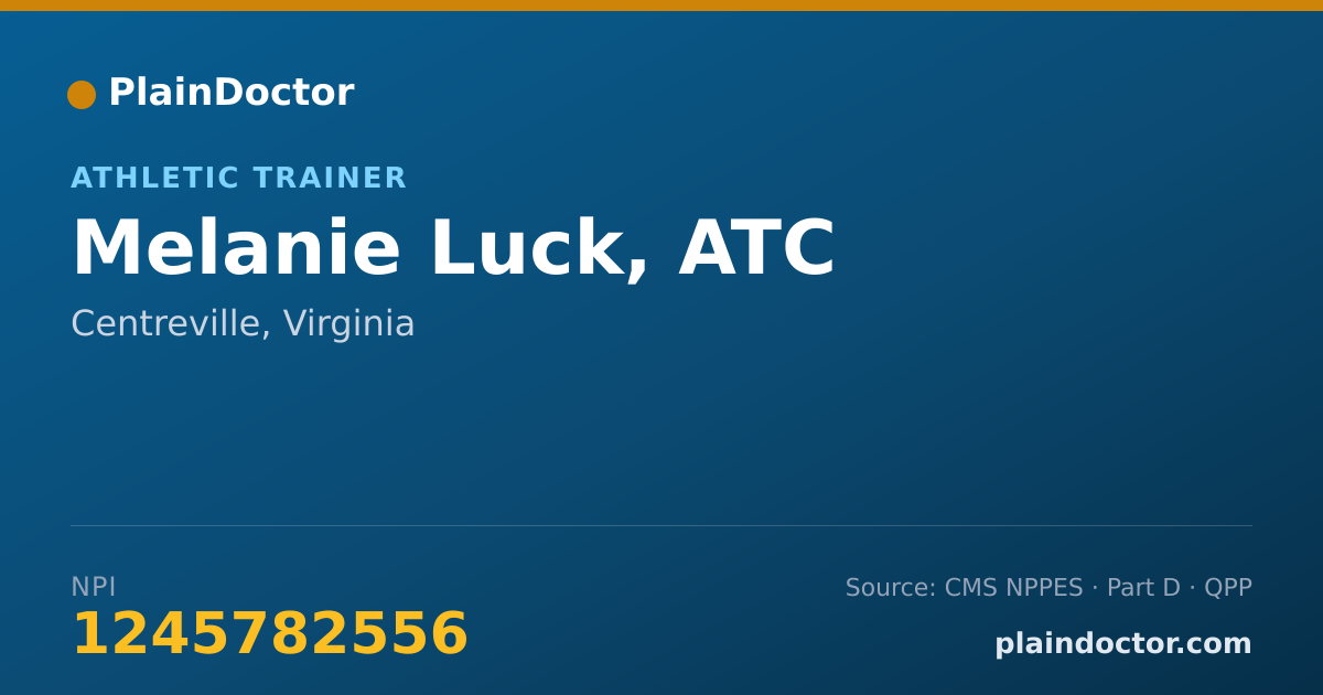 Shareable card for Melanie Luck, ATC - Athletic Trainer, Centreville, VA