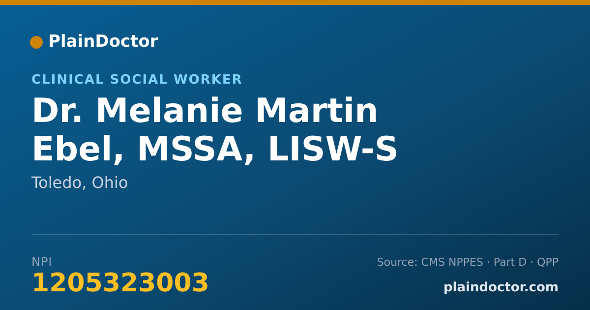 Shareable card for Melanie Martin Ebel, MSSA, LISW-S - Clinical Social Worker, Toledo, OH