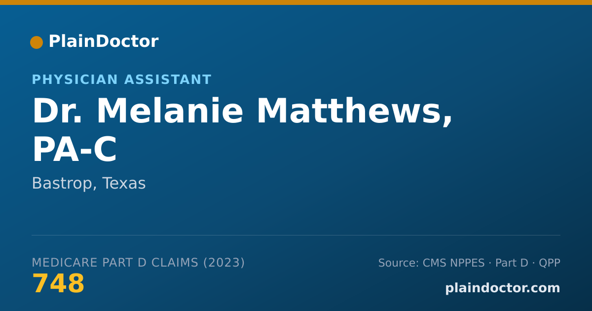 Shareable card for Melanie Matthews, PA-C - Physician Assistant, Bastrop, TX