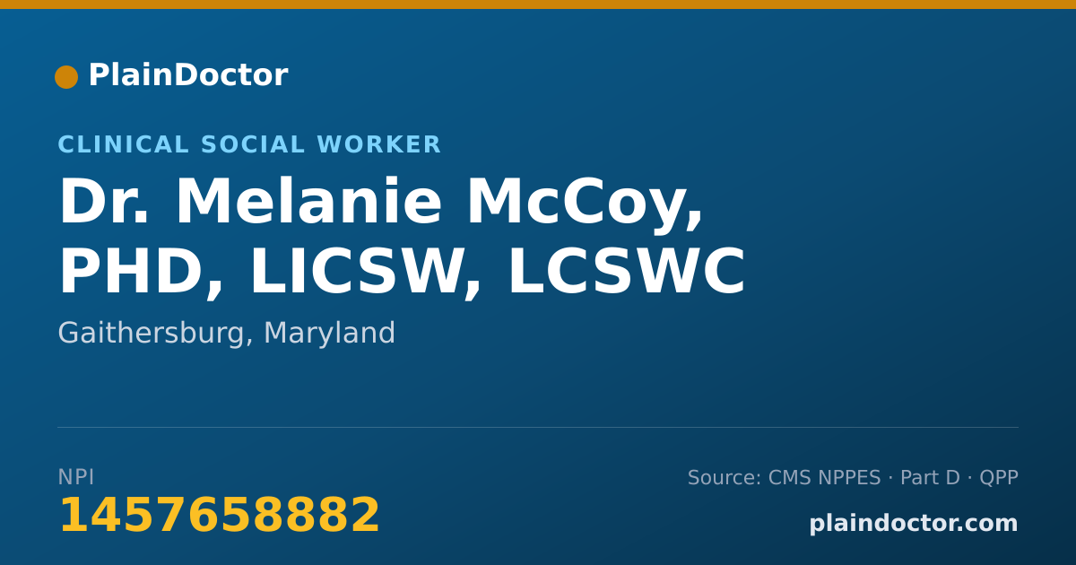 Shareable card for Melanie McCoy, PHD, LICSW, LCSWC - Clinical Social Worker, Gaithersburg, MD