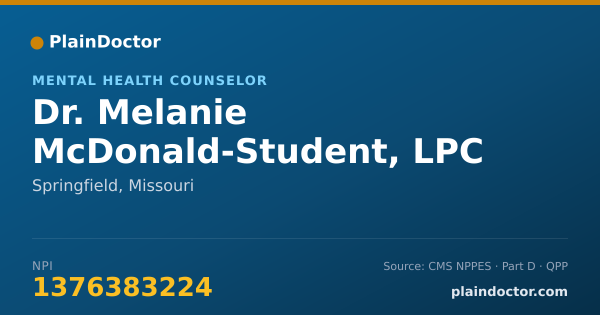 Shareable card for Melanie McDonald-Student, LPC - Mental Health Counselor, Springfield, MO
