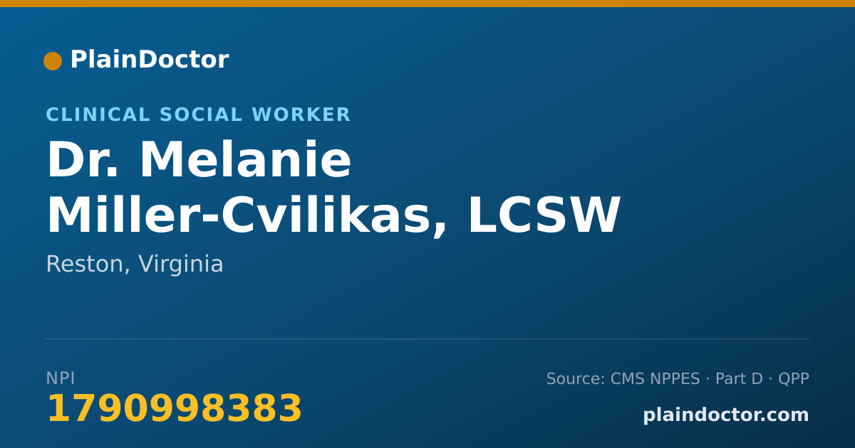 Shareable card for Melanie Miller-Cvilikas, LCSW - Clinical Social Worker, Reston, VA