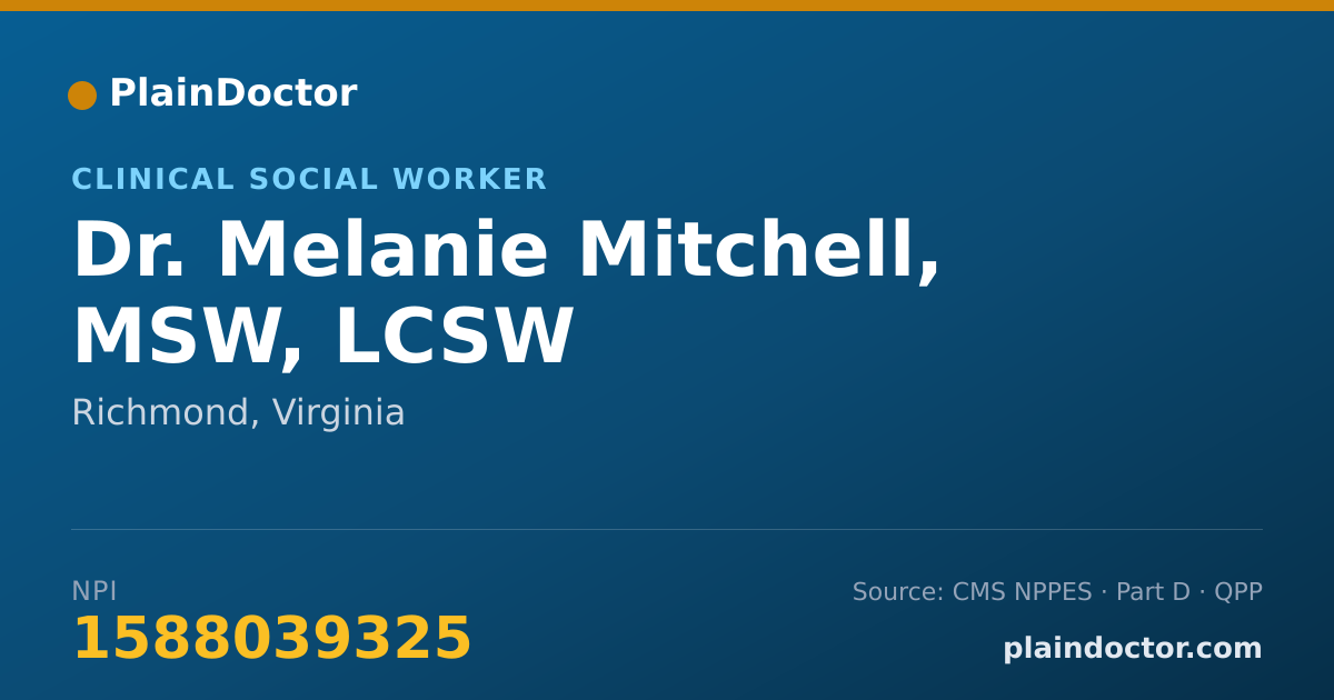 Shareable card for Melanie Mitchell, MSW, LCSW - Clinical Social Worker, Richmond, VA