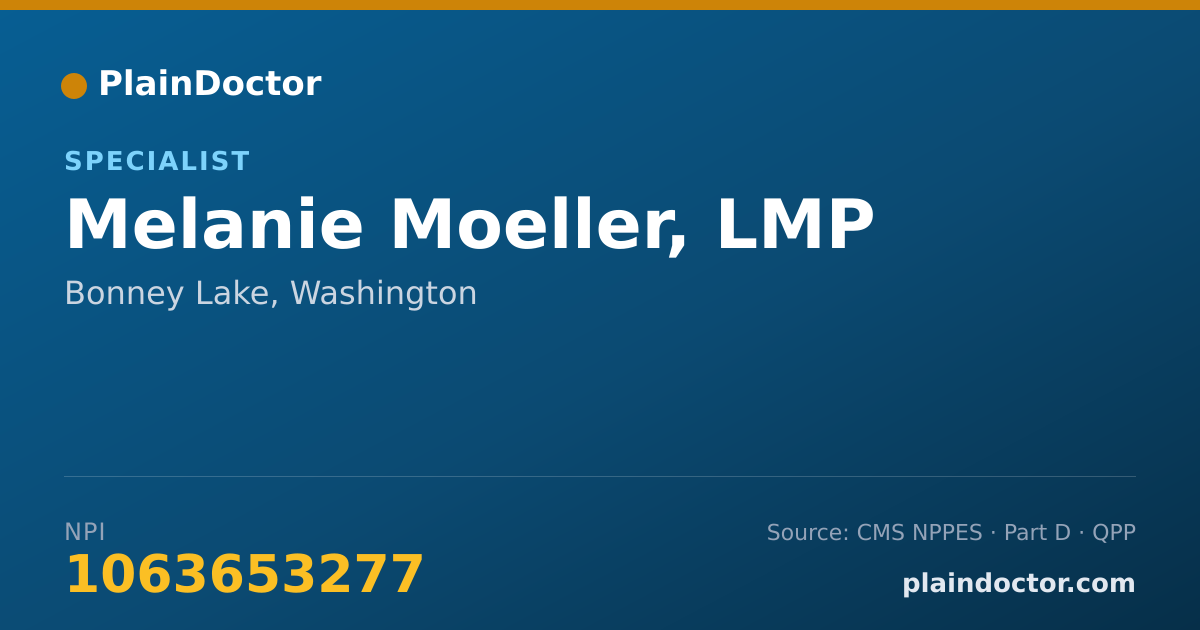 Shareable card for Melanie Moeller, LMP - Specialist, Bonney Lake, WA