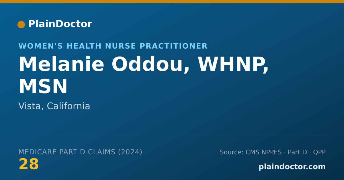 Shareable card for Melanie Oddou, WHNP, MSN - Women's Health Nurse Practitioner, Vista, CA
