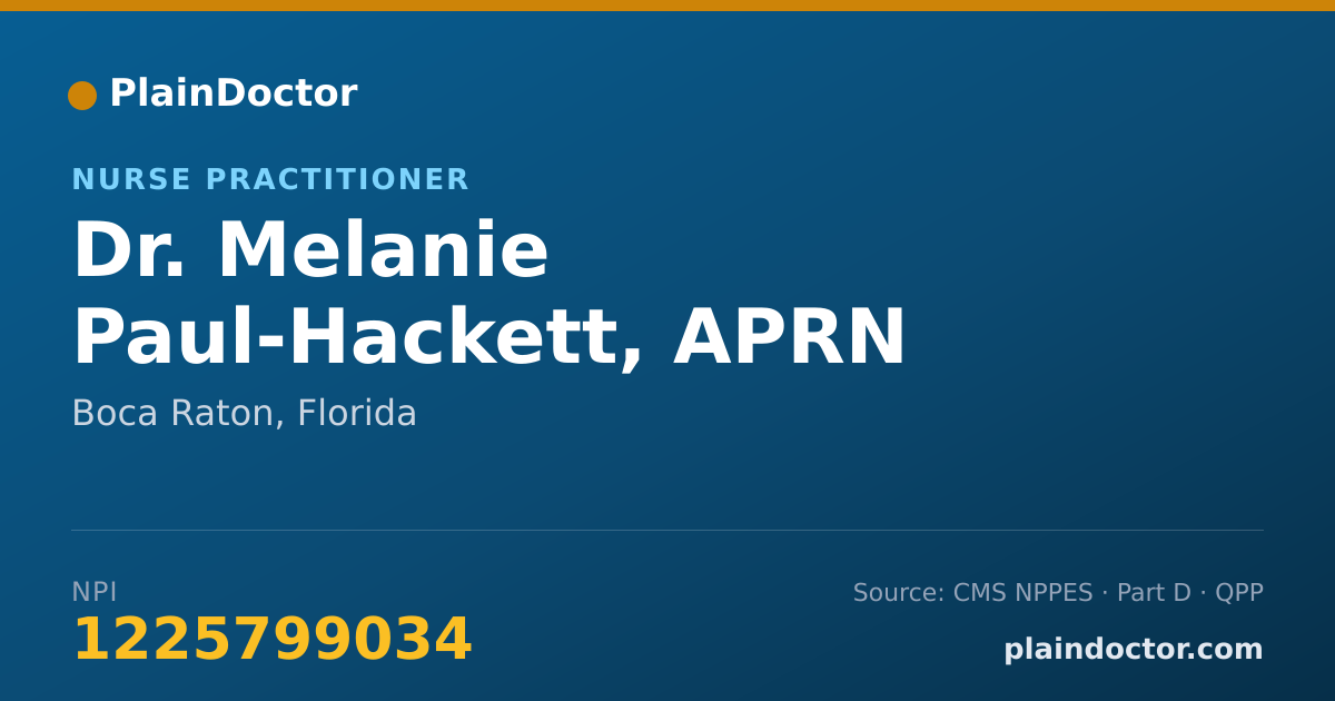 Shareable card for Melanie Paul-Hackett, APRN - Nurse Practitioner, Boca Raton, FL