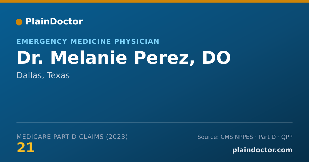 Shareable card for Melanie Perez, DO - Emergency Medicine Physician, Dallas, TX