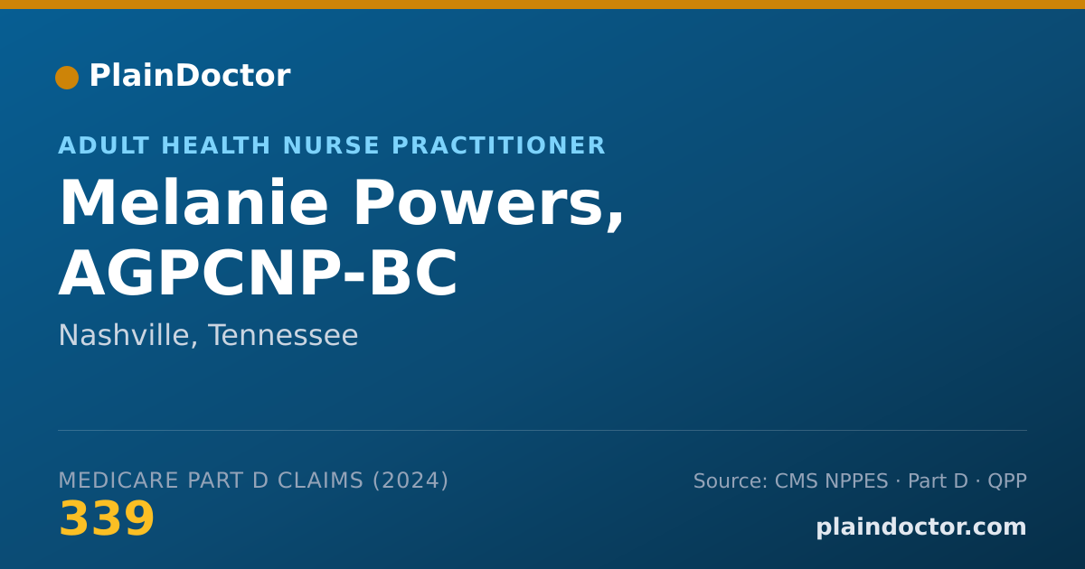 Shareable card for Melanie Powers, AGPCNP-BC - Adult Health Nurse Practitioner, Nashville, TN
