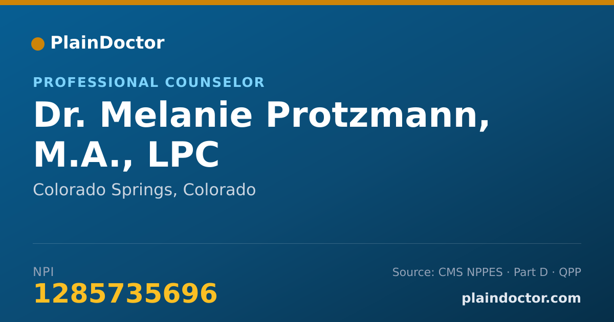 Shareable card for Melanie Protzmann, M.A., LPC - Professional Counselor, Colorado Springs, CO