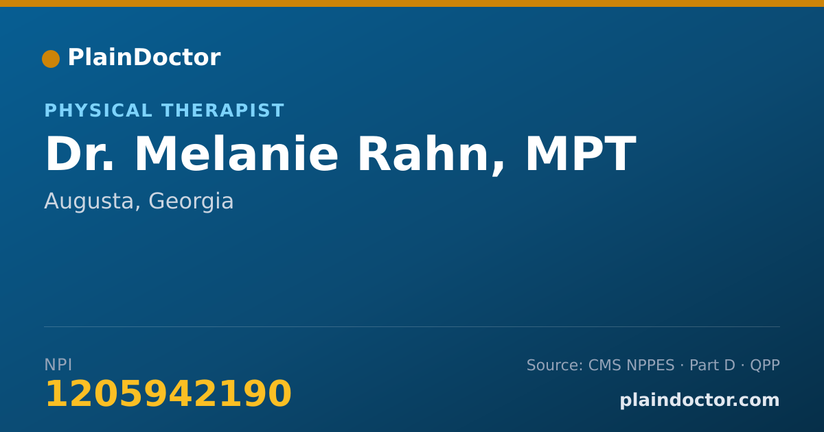 Shareable card for Melanie Rahn, MPT - Physical Therapist, Augusta, GA