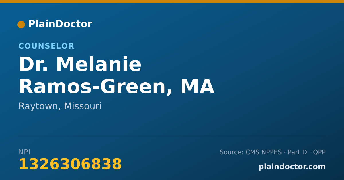 Shareable card for Melanie Ramos-Green, MA - Counselor, Raytown, MO