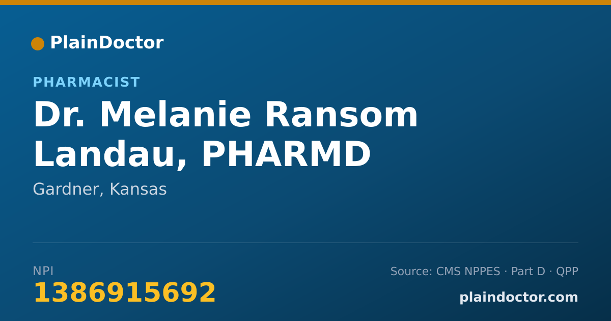Shareable card for Melanie Ransom Landau, PHARMD - Pharmacist, Gardner, KS