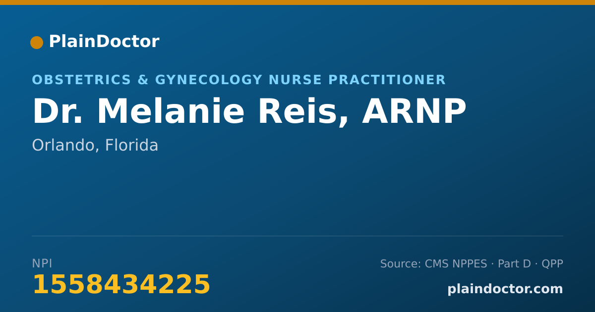 Shareable card for Melanie Reis, ARNP - Obstetrics & Gynecology Nurse Practitioner, Orlando, FL