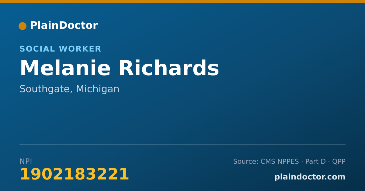 Shareable card for Melanie Richards - Social Worker, Southgate, MI