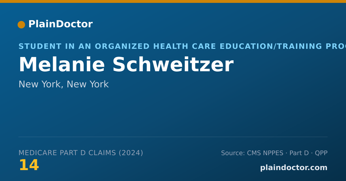 Shareable card for Melanie Schweitzer - Student in an Organized Health Care Education/Training Program, New York, NY