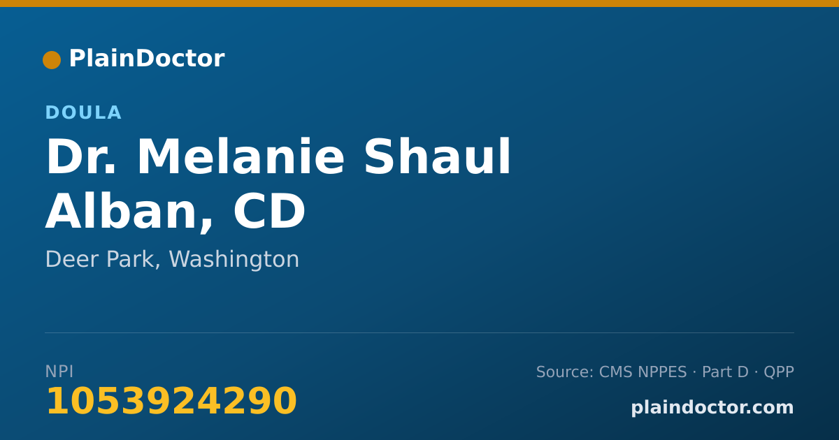 Shareable card for Melanie Shaul Alban, CD - Doula, Deer Park, WA