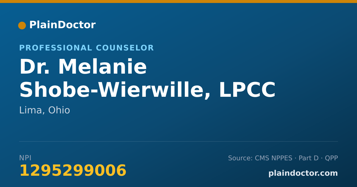 Shareable card for Melanie Shobe-Wierwille, LPCC - Professional Counselor, Lima, OH
