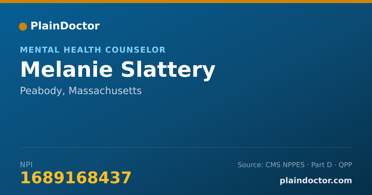 Shareable card for Melanie Slattery - Mental Health Counselor, Peabody, MA