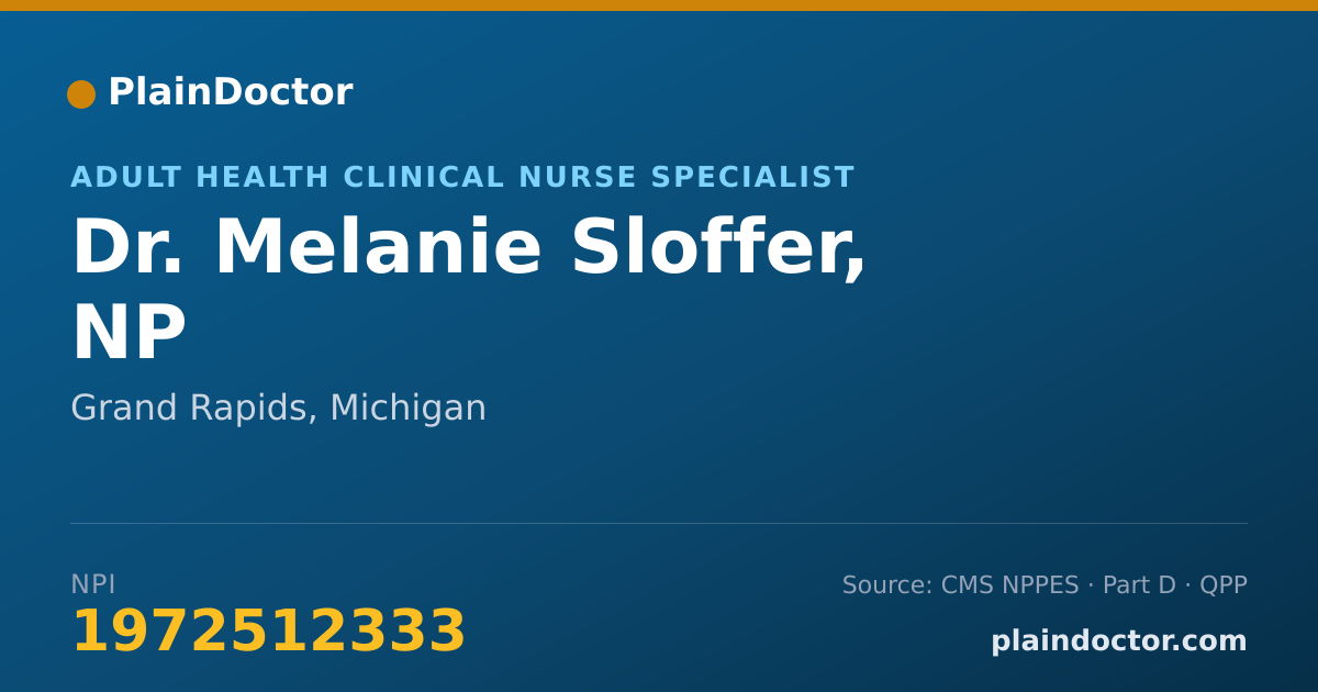 Shareable card for Melanie Sloffer, NP - Adult Health Clinical Nurse Specialist, Grand Rapids, MI
