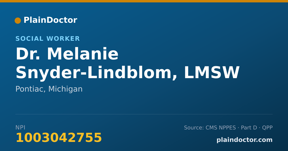 Shareable card for Melanie Snyder-Lindblom, LMSW - Social Worker, Pontiac, MI