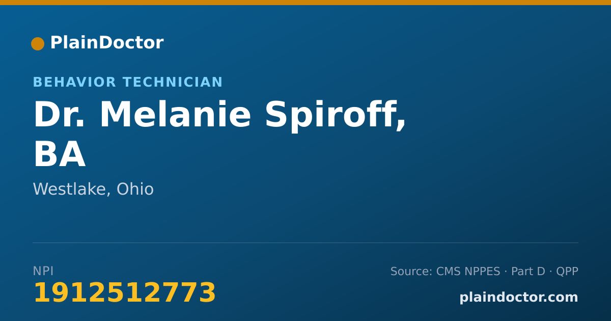Shareable card for Melanie Spiroff, BA - Behavior Technician, Westlake, OH