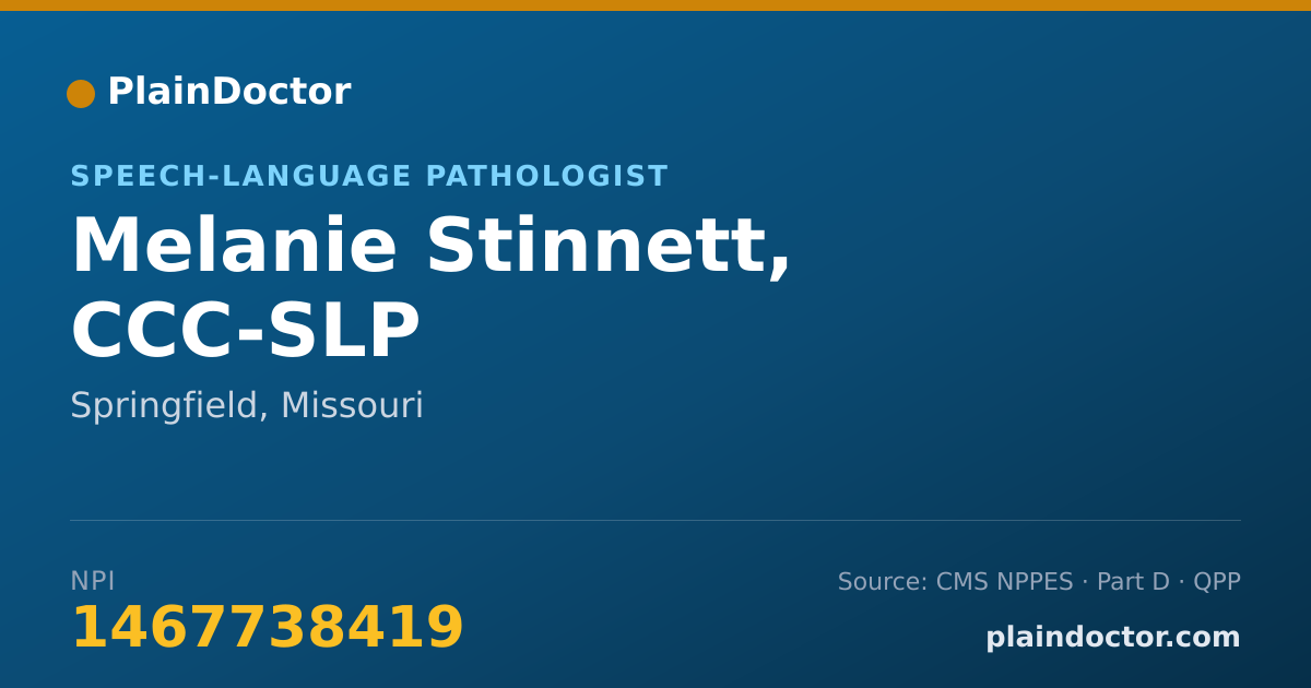 Shareable card for Melanie Stinnett, CCC-SLP - Speech-Language Pathologist, Springfield, MO