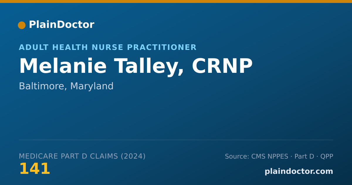 Shareable card for Melanie Talley, CRNP - Adult Health Nurse Practitioner, Baltimore, MD