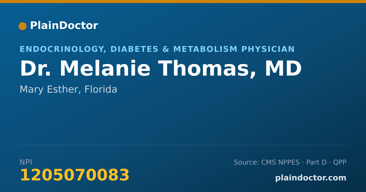 Shareable card for Melanie Thomas, MD - General Practice Physician, Mary Esther, FL