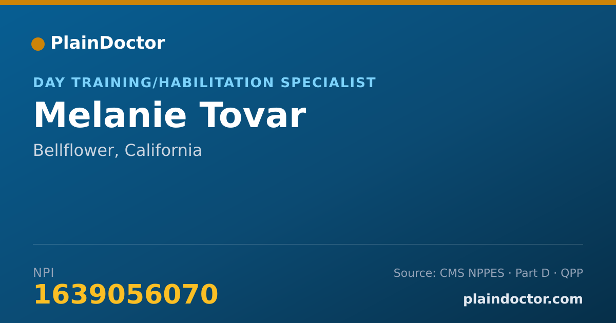 Shareable card for Melanie Tovar - Day Training/Habilitation Specialist, Bellflower, CA