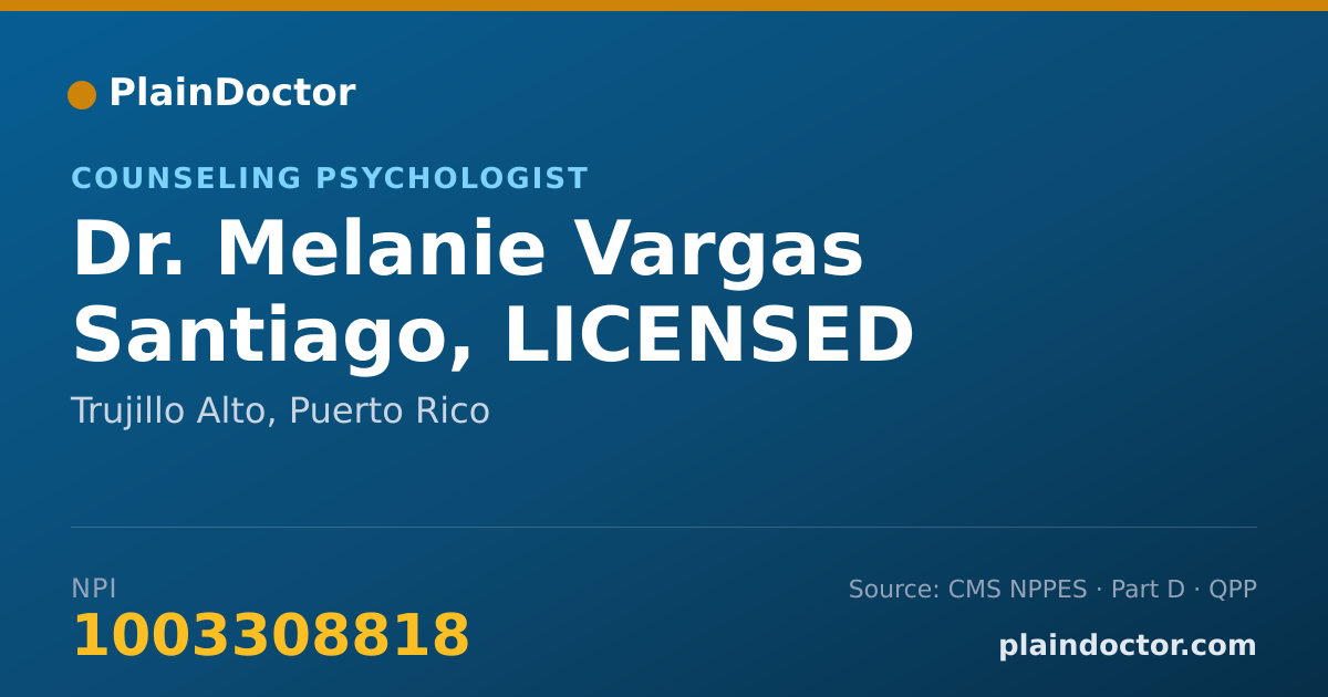 Shareable card for Melanie Vargas Santiago, LICENSED - Counseling Psychologist, Trujillo Alto, PR